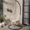 OHS Hanging Egg Chair, Garden Swing Chair Knotted Macrame Swing Chairs with Stand for Bedroom Garden Patio Balcony Comfy Relaxing Egg Chairs Outdoor Indoor Use, Cream