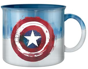 Silver Buffalo Marvel Captain America, lose bemalte Schild-reaktive Glasur, 590 ml, Keramik-Camper-Tasse
