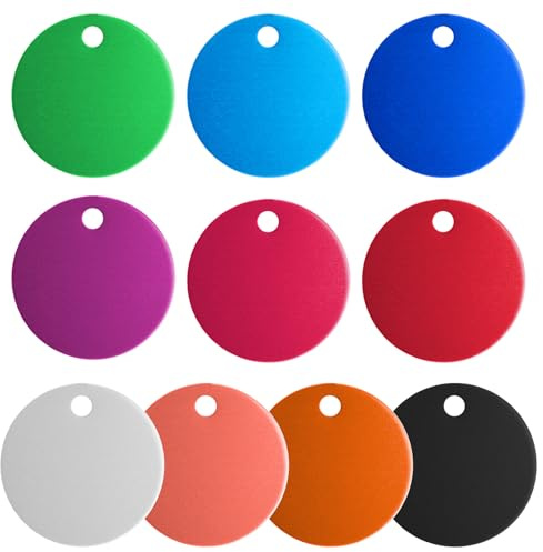ANNASAMDO Runde Anhänger Aluminium, 25mm Blank Metall ID Tags Stanzen Rohlinge für Halskette Armband Schmuckherstellung, Blau