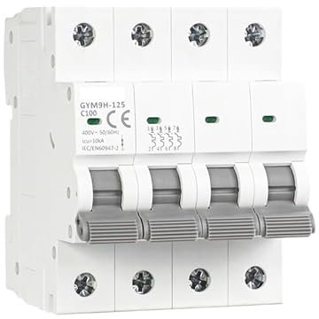 LATEAU Magnetotermico,Interruttore Magnetotermico Interruttore Automatico AC 80A 100A 125A 1P 2P 3P 4P AC 230V 400V 10KA MCB AC(4P,80A)