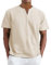 Camiseta interior negra para hombre, cuello de pico, camiseta de verano, holgada, con botones, camiseta de manga corta, transpirable, cómoda, monocolor, parte superior, beige, XXXL