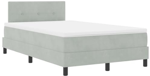 vidaXL Boxspringbett mit Matratze und LED Licht Grau 120X190 cm Samt für Schlafzimmer Komfort Design Stilvoll Modern Exzellentes Schlaferlebnis Möbelgestell Doppelbasis Pad Pocket
