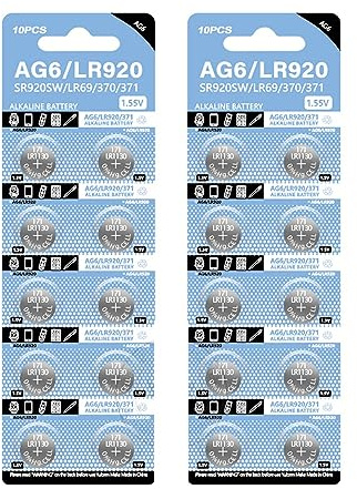 Lot de 10/20/50 piles alcalines AG6/LR920 320 mAh longue durée pour montre télécommande jouet