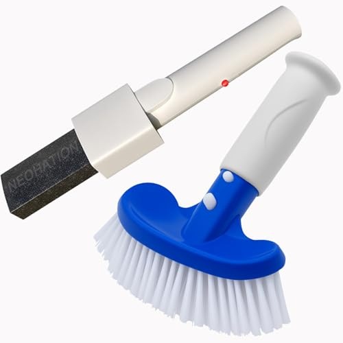 Pool-Bimsstein und 16,5 cm Nylon-Poolbürsten-Set mit EZ-Clip-Griff zum Entfernen von Rostflecken in Beton, Putz, Pool, Spa und Kalziumablagerung auf Poolfliese
