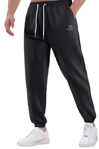 Generisch Pantalón de chándal para hombre, pantalón de verano de verano de malla transpirable de ajuste delgado, Negro , 5XL