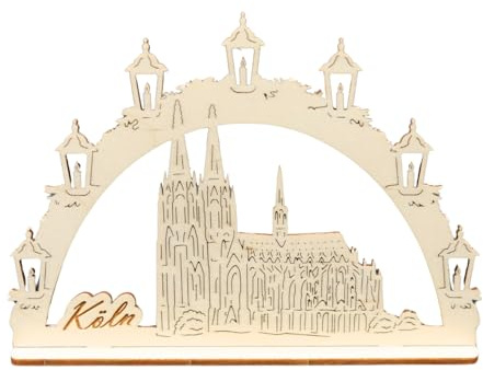 Mini Schwibbogen Kölner Dom Köln, 9 cm Miniatur - Holzkunst aus Sachsen