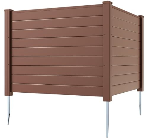 HOMASIS Recinzione Giardino Esterno in PP, Staccionata per Giardino con Pali a Terra da 50 cm, Divisione di Spazi Esterni da Esterno (Marrone, 123 x 123 x 95 cm)