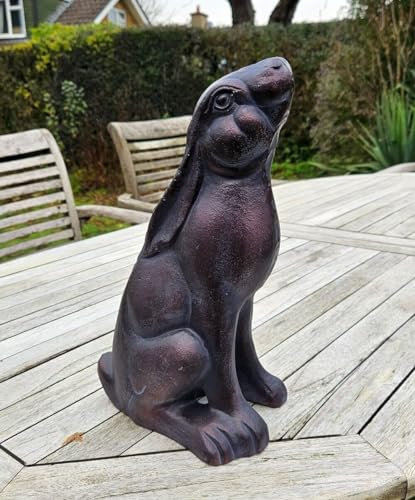 Gartenskulptur aus Gusseisen mit Sternenhase, handgefertigt, bronzefarben