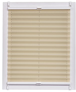 Sunlines Plissee Made in Germany, Tageslicht, Crepes Uni Klemmfix, Weisse Schiene, 120 x 150 Plissee, Stoff, Sand, 120 x 2.3 x 150 cm, 1 Einheiten