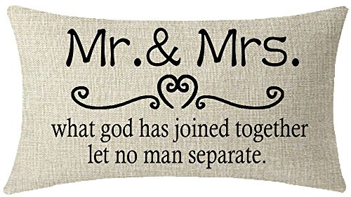 ITFRO Kissenbezug für Hochzeit, Party, Antragsgeschenk, Mr and Mrs, Buchstaben von Braut, Bräutigam an Schwester, Freunde, Couch, Sofa, dekorativer Lendenwirbelkissen, Baumwolle, Leinen, 30,5 x 50,8