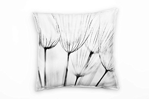 Paul Sinus Art Blumen, Macro, schwarz, weiß, Pusteblume Deko Kissen 40x40cm für Couch Sofa Lounge Zierkissen - Dekoration zum Wohlfühlen