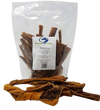 Food4Pets Pferdekopfhaut Hundeleckerli 250g – 100% Pferdehaut, natürliche Zahnpflege & Kausnack für Hunde