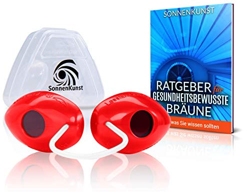 Sonnenkunst® Lunettes de protection pour solarium de qualité supérieure - Concept amélioré [2024] - Avec e-book et boîte de rangement - Lunettes de protection UV pour bain de soleil EN170..