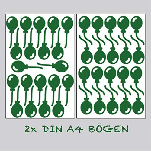 Luftballon Sticker 40 Teilig Set Aufkleber Wandtattoo Babyzimmer Ballons Deko Decal (Grün)