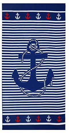 Sonia Originelli Strandtuch Anker Streifen Mikrofaser Handtuch Beach Maritim Farbe Anker im Seil