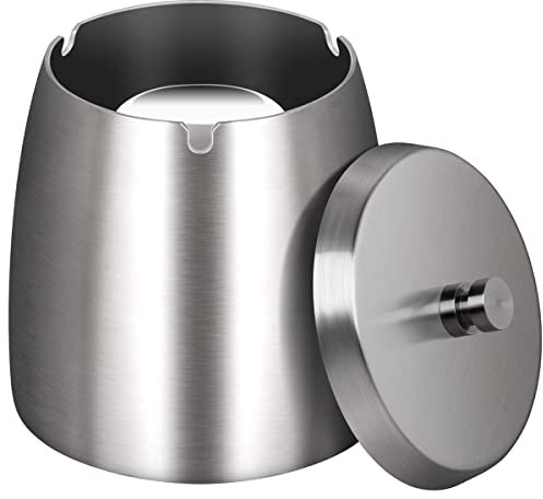 OILP Aschenbecher für den Außenbereich, mit Deckel für Zigaretten, Edelstahl, winddicht/regendicht, schwerer, versteckter Aschenbecher für den Außenbereich, Terrasse, Heimdekoration, Größe XL
