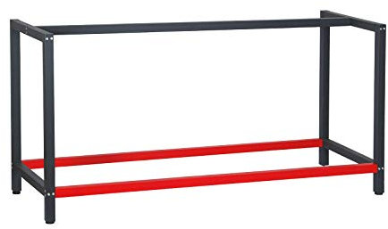 Wiltec Werkbank Gestell 175 x 57 x 81 cm aus Stahl, Werkbankgestell in Anthrazit Rot, Tischgestell max. 200 kg als Werkbank, Arbeitstisch & Sideboard