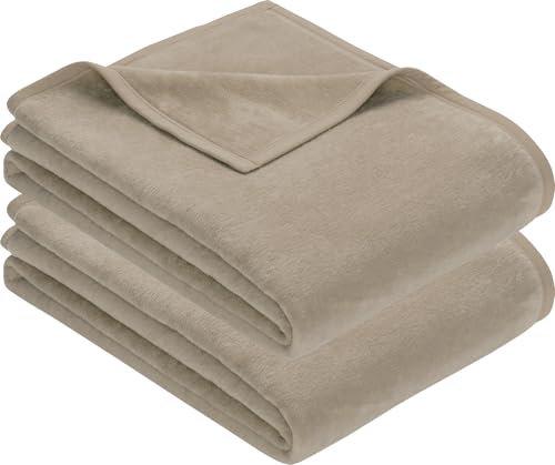 Erwin Müller Wohndecke, Wolldecke, Kuscheldecke 2er- Pack - strapazierstark, weich, temparaturausgleichend (weitere Farben, Größen)