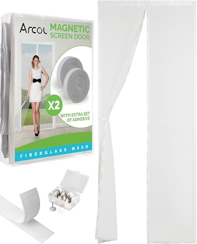 ARCOL Zanzariera Magnetica 120x220 cm Premium in Fibra di Vetro - Stop Zanzare in 3 Min., Rete Ultra-Fine Anti-Insetti, Chiusura Automatica con Magneti & Pesi, Nastro a Strappo Extra-Largo (Bianco)