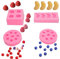 Lot de 4 moules à gelée en silicone 3D en forme de fraise, orange, framboise et myrtille pour savon, cire, bonbons, décoration de gâteau