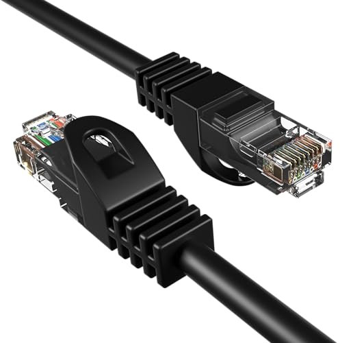 Cat5e 30M Network Ethernet Patch Cable, 350Mhz Internet Wire, Compatible with PC, Laptop, Modem, Router, TVs, Printer Cord, Consoles for Home and Office, Black