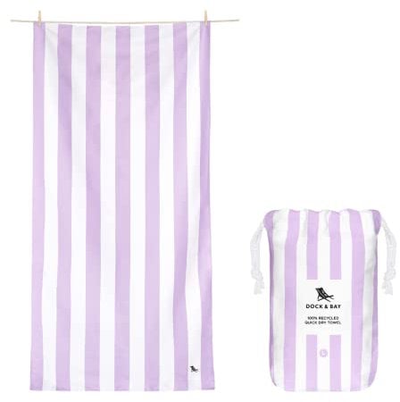 Dock & Bay Strandtuch - schnell trocknend, sandfrei - kompakt, leicht - 100% recycelt - inklusive Tasche - Cabana Light - Lombok Lilac - Extra Large (200x90cm, 78x35)