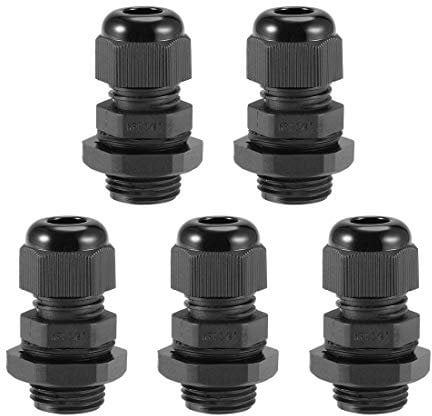 sourcing map NPT3/8 Cable Gland 6mm-10mm Wire Hole Waterproof Nylon Joint Adjustable Locknut with Washer Black 5pcs