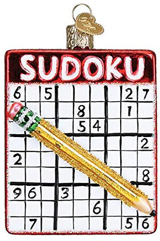 Old World Christmas Sudoku geblasenes Glas 2020 einzigartige Weihnachtsschmuck für Weihnachtsbaumschmuck