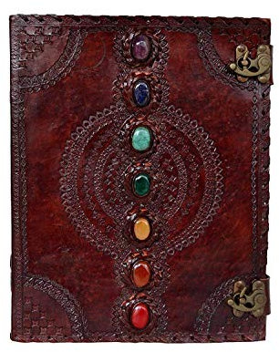 OVERDOSE Seven Stone Tagebuch-Notizbuch – antikes Stein-Tagebuch Männer und Frauen, Tagebuch – Leder-Skizzenbuch, Zeichentagebuch – Größe 25 x 33 cm