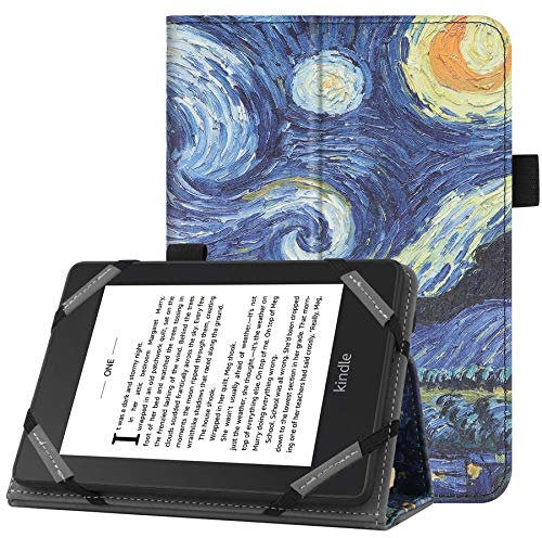 VOVIPO Custodia protettiva universale per kindle Paperwhite Kobo e-Reader da 6 pollici, custodia Folio con cinturino a mano compatibile con Kobo/Kindle/Tolino/Pocketbook/Sony 6 pollici-Starry Sky