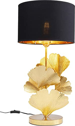 Kare Design Tischlampe Flores Gold, Tischleuchte, Desk Lamp, Ginkgo-Blätter Optik, Stahlgestell, Dekoleuchte, Nachttischlampe, Schreibtischlampe, kein Leuchtmittel inklusive, 62x30x30 cm (H/B/T)