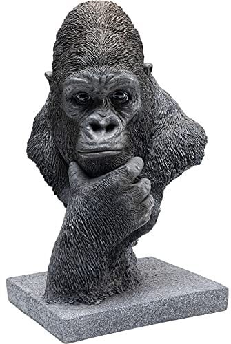 Kare Design Deco Object Thinking Gorilla Head, Black, Modern, Handmade, Animal Statue, Gift Idea, Decorative Accessories, Decoration Home Decor for Living Room, Bedroom, 49x29x26 cm