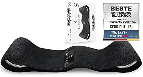 BLACKROX Fitnessband BOOTYROX Stoff Baumwolle Widerstandsband breit Klimmzug Beine Yoga Pilates Po übungen Widerstandsbänder rutschfest Gymnastikband (Schwarz - Heavy)