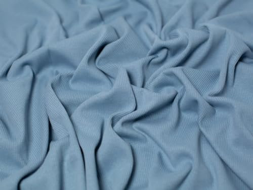 Baumwoll-Lycra-Rippstrick Stoff Jeansblau - Meterware