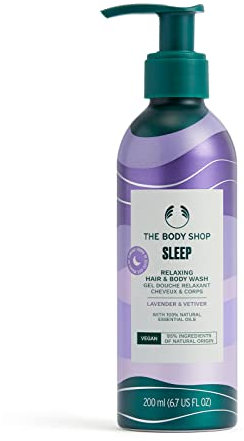 The Body Shop Sleep Relaxing Hair & Body Wash (1x 200ml), Aromatic Cleanser with Lavender & Vetiver Essential Oils, Vegan Body Wash for Bedtime Routine, 95% Natural Origin Ingredients