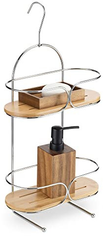 Navaris Étagère de Douche - Rangement en Bambou 25 x 11 x 50 cm pour Salle de Bain - Meuble Douche pour shampoing Gel Douche Savon Gant de Toilette