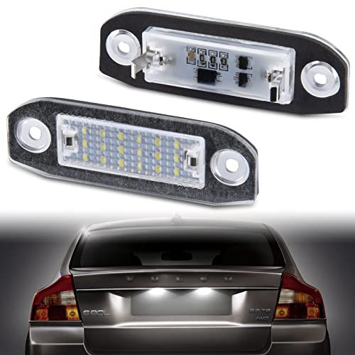 POPMOTORZ 2 Stücke Kennzeichenbeleuchtung, Nummernschildbeleuchtung mit CAN-Bus Fehlerfrei 2835 SMD Leichte Installation für VOLVO S80 V70 XC60 XC70 XC90 V50 S40 C30