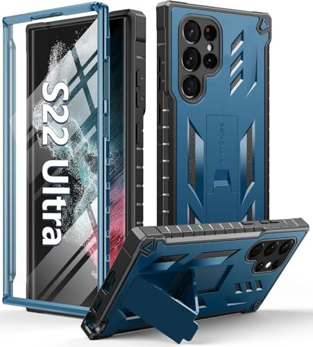 FNTCASE for Samsung Galaxy S22 Ultra Hülle, Samsung Smartphone S22 Ultra Hüllen 360 Vollschutz Stossfest Aesthetic Hardcover mit Eingebauter Ständer Galaxy S22 Ultra Schutzhülle