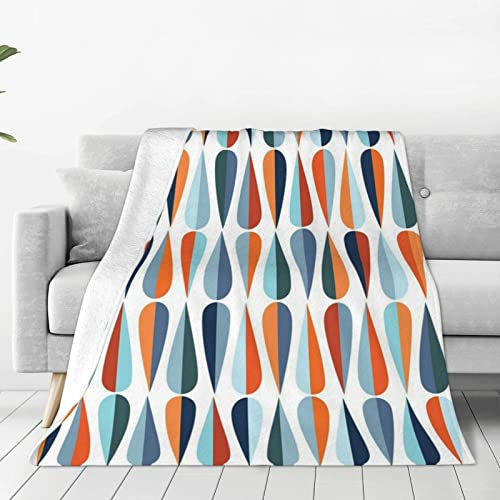 Mid Century Moderne Retro mit Tropfenformen, super weiche Flanelldecke, mehrere Größen, Sofadecke, Schlafzimmerdecke wird für Bett und Sofa Camping in vier Jahreszeiten verwendet