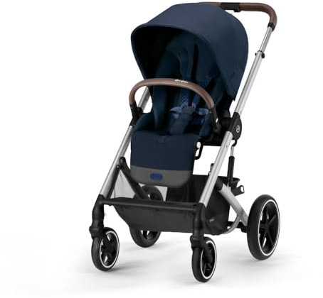 Cybex Balios S Lux Kleinkind- und Baby-Kinderwagen mit wendbarem Sitz, einzigartigem One-Pull-Gurt und mehrfacher Neigung – Reisesystem bereit, mit einer Hand zusammenklappbar, silberner