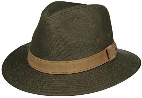 Stetson Dalito Traveller Stoffhut Herren - Hut mit Ledergarniturband - Unifarbener UV-Schutz-Hut - Sommer/Winter Oliv L (58-59 cm)