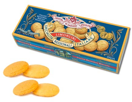 Chiostro di Saronno® | Amaretti del Chiostro® | Pasticcini al Limoncello® - 120 Gr | Scatole di Pasticceria | Biscotti Limone & Limoncello® in Confezione