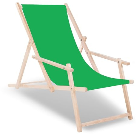 SPRINGOS Liegestuhl aus Buchenholz Sonnenliege Gartenliege mit Armlehnen Strandliege