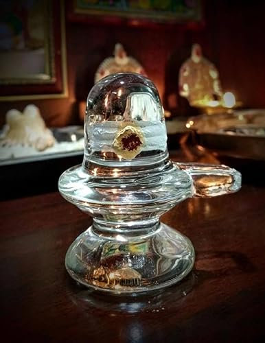 TreegoArt Crystal Shivling, Pure Crystal Lingam für Zuhause, Pooja, dekoratives Schaustück, Größe 5,1 cm, transparent weiß