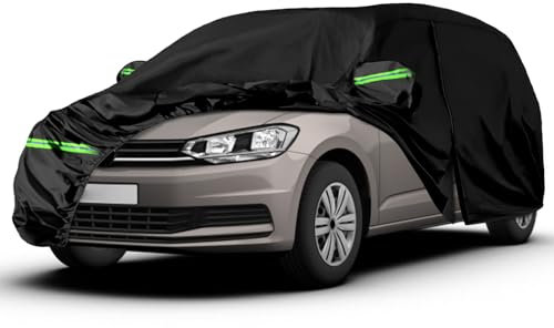 Autoabdeckung Passend für VW Touran 2003-2024, wasserdichte Vollgarage Autoplane mit Reißverschlusstür und Entlüften für Schnee, Regen, Allwetterschutz