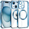 S. Dawezo Cover Magnetica per iPhone 15 Plus, Compatibile con MagSafe, Protezione Militare, Resistente ai Graffi e agli urti, Custodia Trasparente Sottile per iPhone 15 Plus, Blu