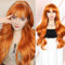 QUEENTAS 22-Zoll-Ginge-RWigs für Frauen, lange Ingwer-Perücke, natürliche Staright-Kunsthaar-Perücken mit Pony für den täglichen Gebrauch, Halloween, Cosplay (Ingwer)