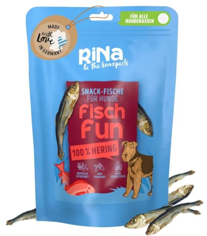 RiNa Hering für Hunde getrocknet, ganzer Fisch ohne Zusatzstoffe 110 g | Ganzer getrockneter Hering mit EPA, DHA und Omega-3 für Fell, Gelenke und Nervensystem, bissfest, proteinreich, aus Bayern