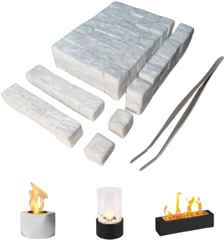 Lot de 96 petites mèches en laine céramique pour foyer de table, convient pour cheminée éthanol, combustible, noyau en coton éponge pour cheminée au bioéthanol intérieur ou extérieur