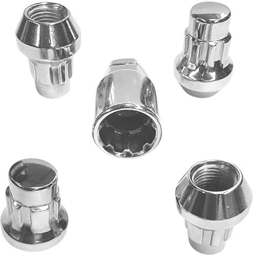 Felgenschloss M14x1,5 Kegelbund 60° kompatibel mit Aston Martin Buick Cadillac Chevrolet 4x silberne Felgenschlösser-Set Felgensicherungen Radsicherungen Felgen-Diebstahlschutz Radschlösser Radmuttern